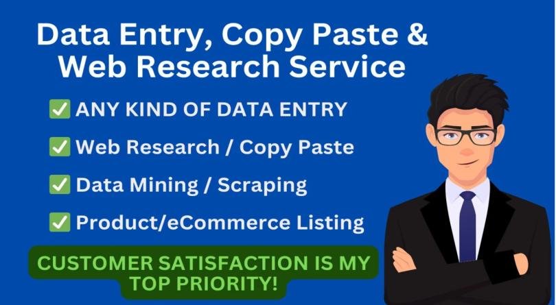 I will do any type of excel data entry, copy paste and web research