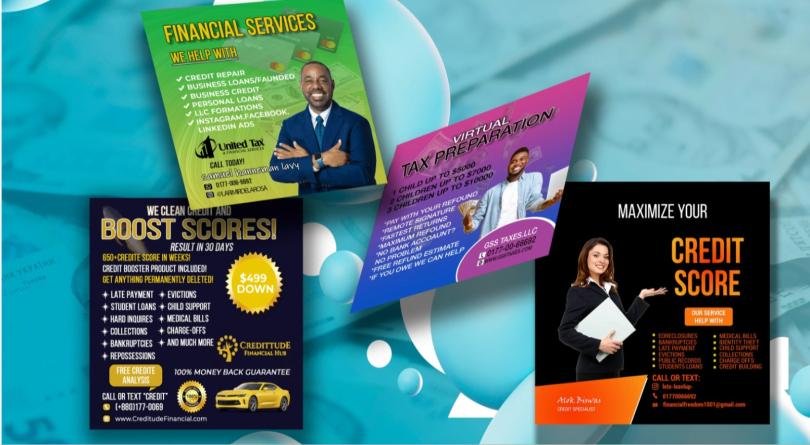 I will design modern credit repair, tax flyer, credit score, instagram post